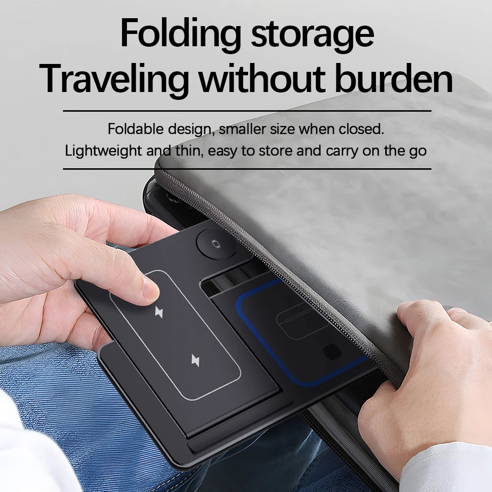 LED Fast Wireless Charger Stand 3 in 1 Foldable Charging Station 30W / For iPhone 15 14 13 12 11 Apple Watch 9 8 7 6 5 Airpods Pro