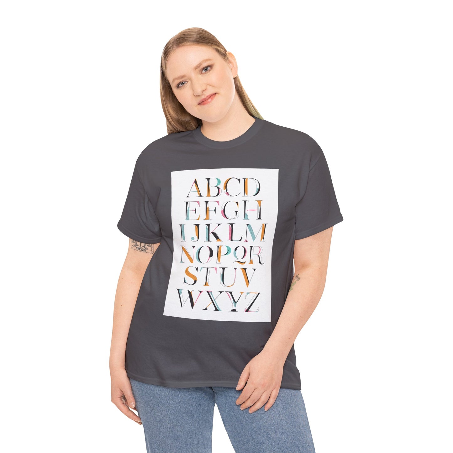 Alphabet T-Shirt - Colourful, ABC Letters Shirt, Unisex, Teachers Uniform