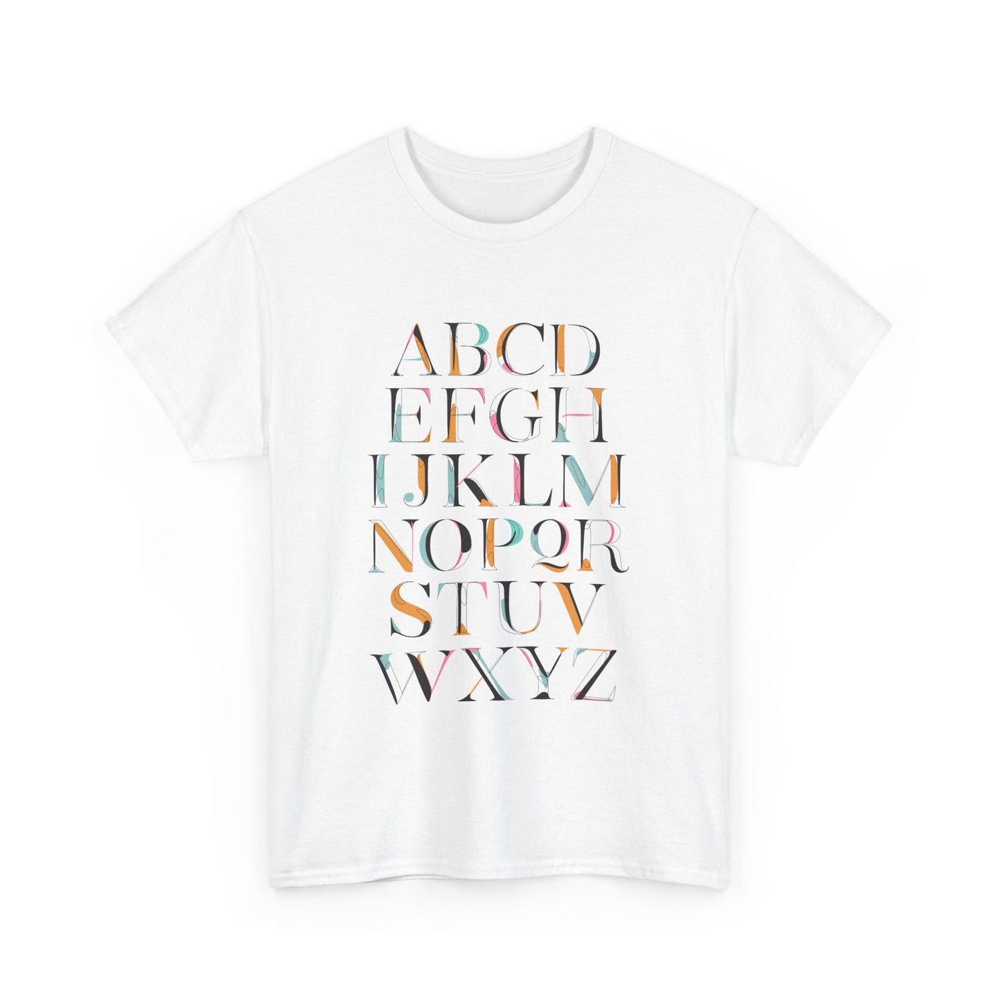 Alphabet T-Shirt - Colourful, ABC Letters Shirt, Unisex, Teachers Uniform