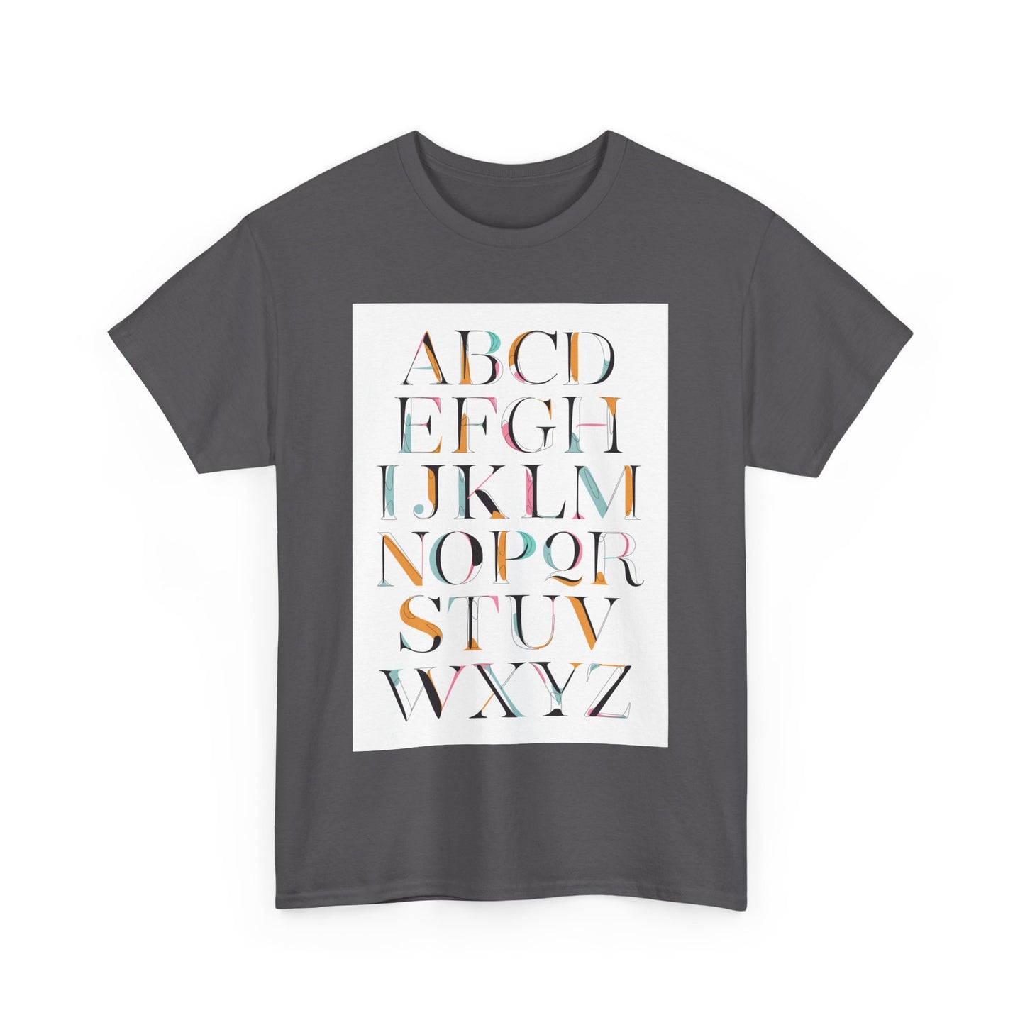 Alphabet T-Shirt - Colourful, ABC Letters Shirt, Unisex, Teachers Uniform