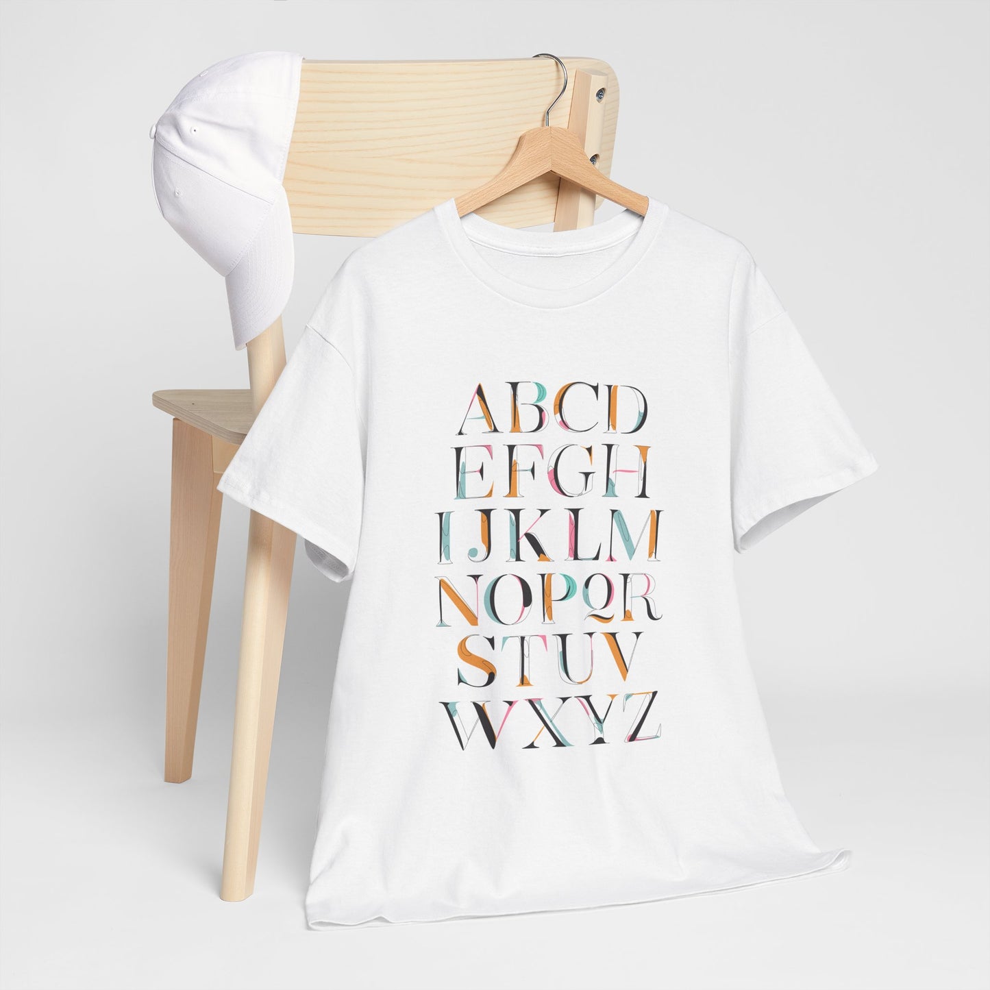 Alphabet T-Shirt - Colourful, ABC Letters Shirt, Unisex, Teachers Uniform