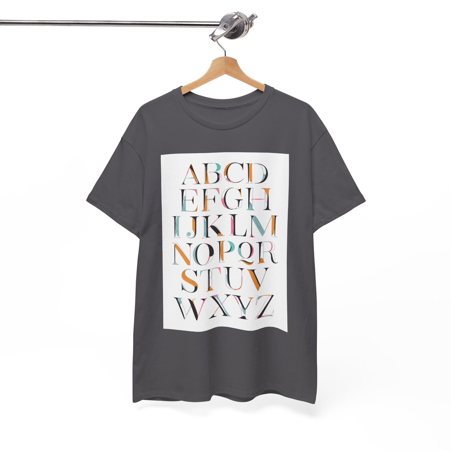 Alphabet T-Shirt - Colourful, ABC Letters Shirt, Unisex, Teachers Uniform