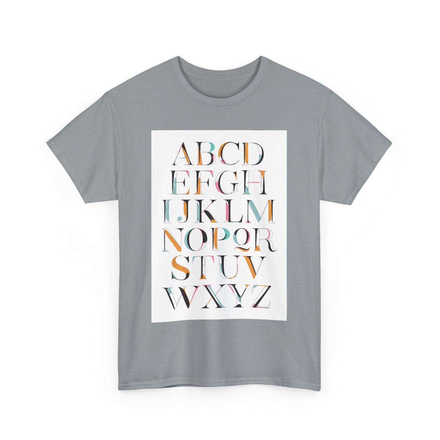 Alphabet T-Shirt - Colourful, ABC Letters Shirt, Unisex, Teachers Uniform