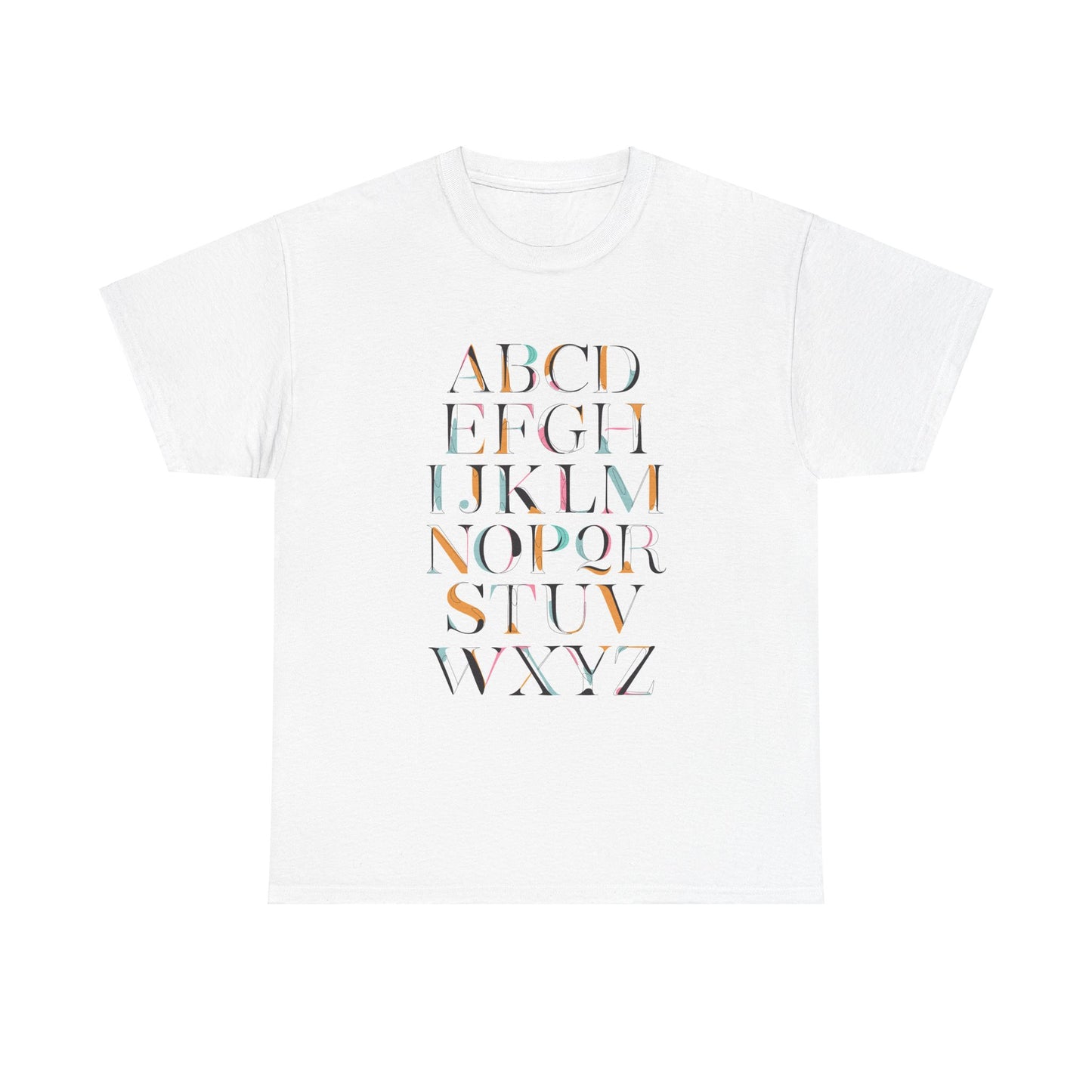 Alphabet T-Shirt - Colourful, ABC Letters Shirt, Unisex, Teachers Uniform