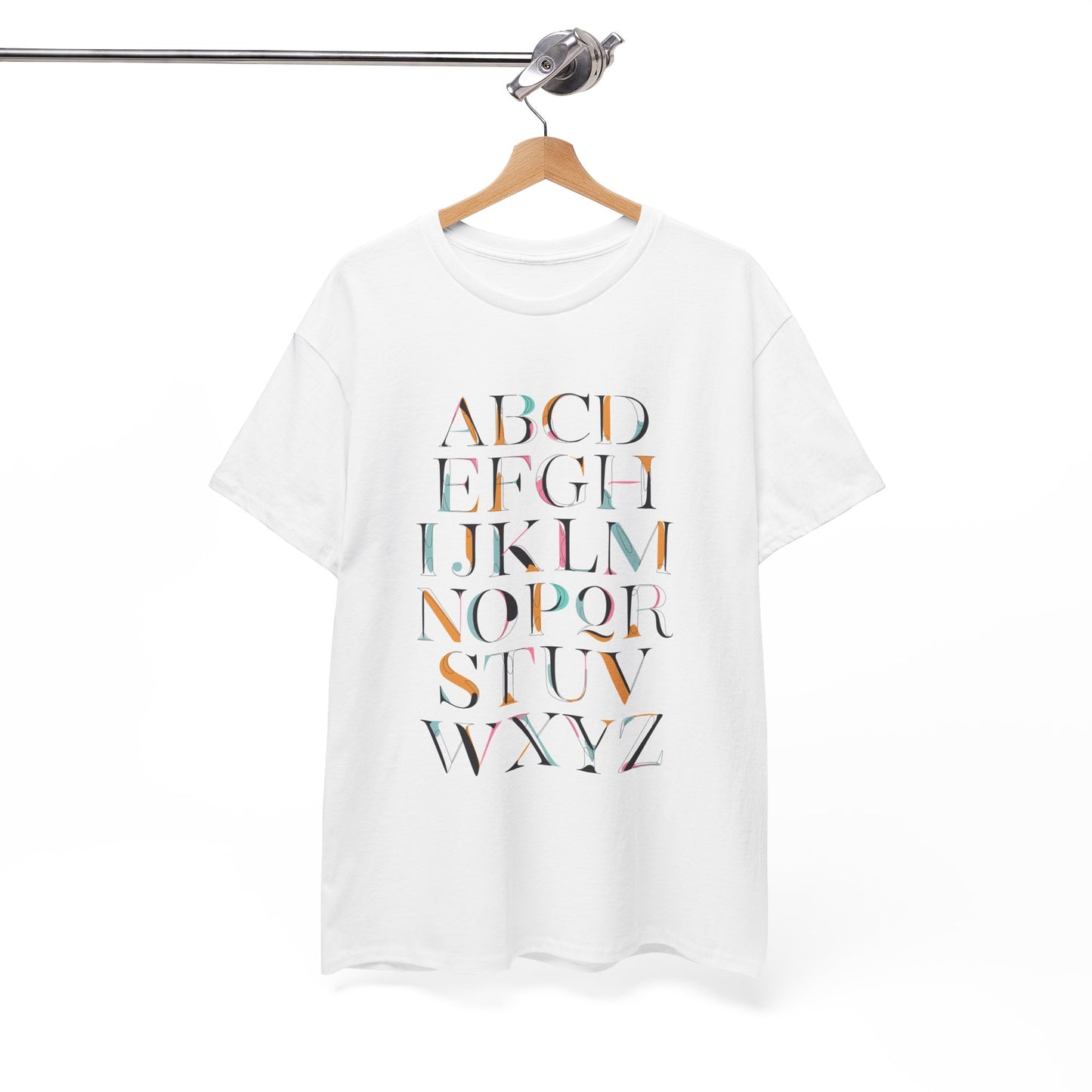 Alphabet T-Shirt - Colourful, ABC Letters Shirt, Unisex, Teachers Uniform