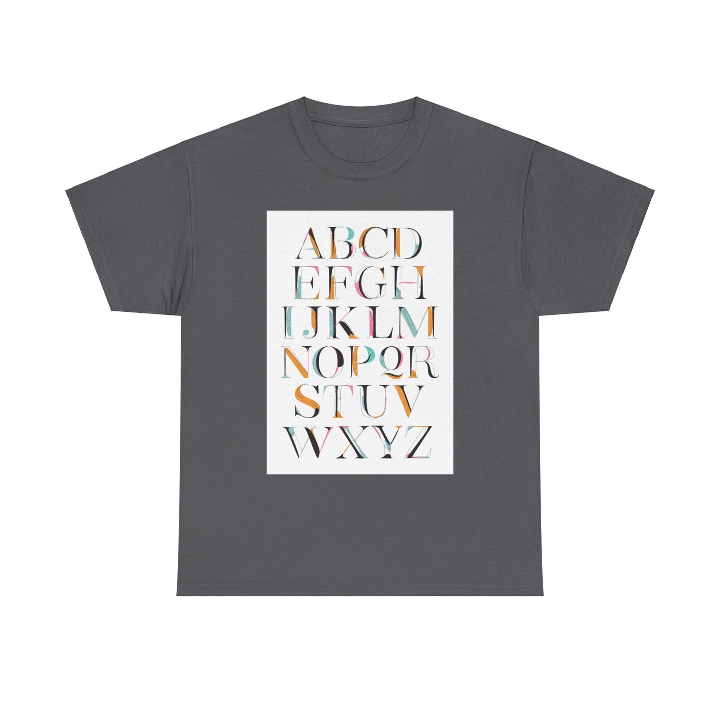 Alphabet T-Shirt - Colourful, ABC Letters Shirt, Unisex, Teachers Uniform