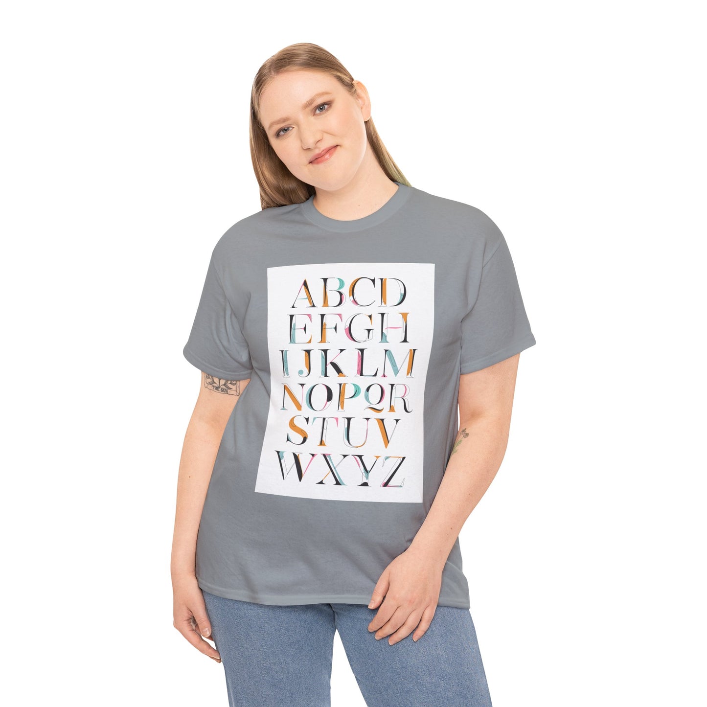 Alphabet T-Shirt - Colourful, ABC Letters Shirt, Unisex, Teachers Uniform