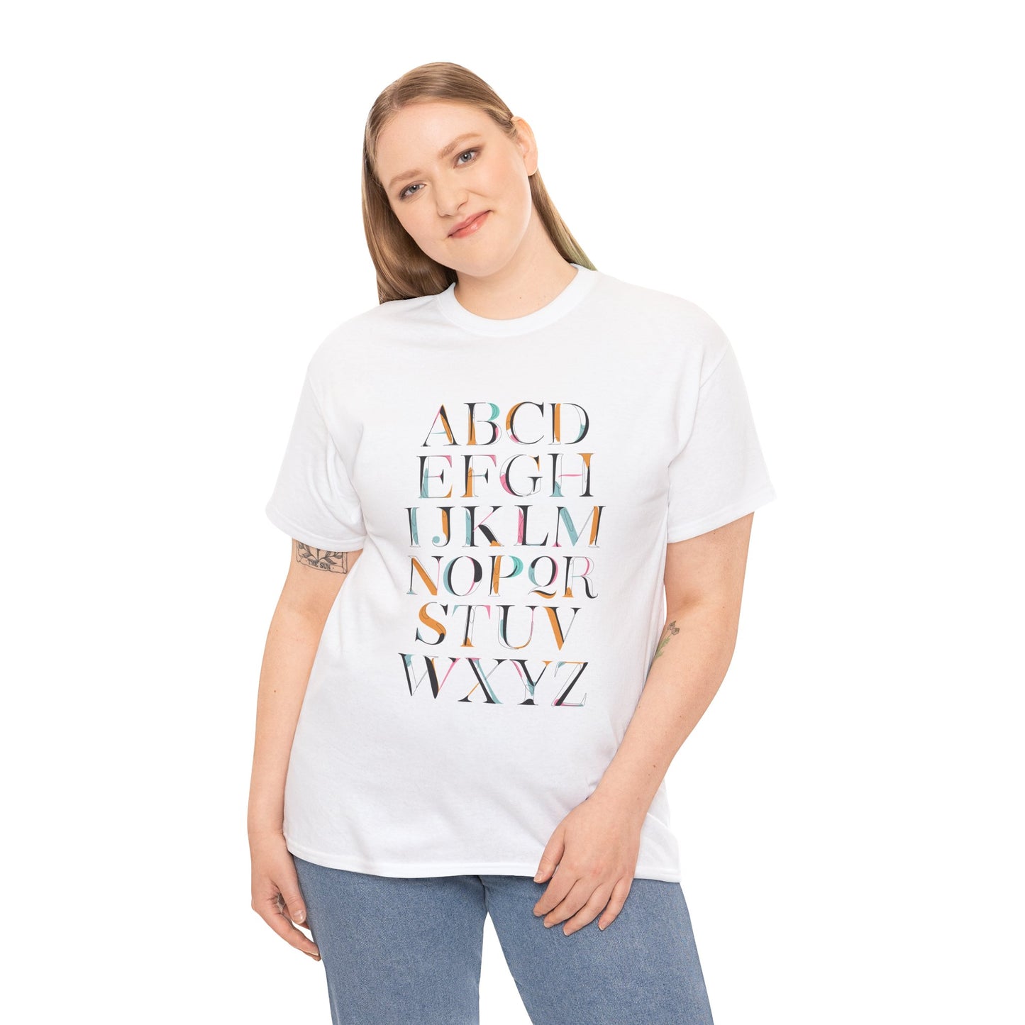 Alphabet T-Shirt - Colourful, ABC Letters Shirt, Unisex, Teachers Uniform