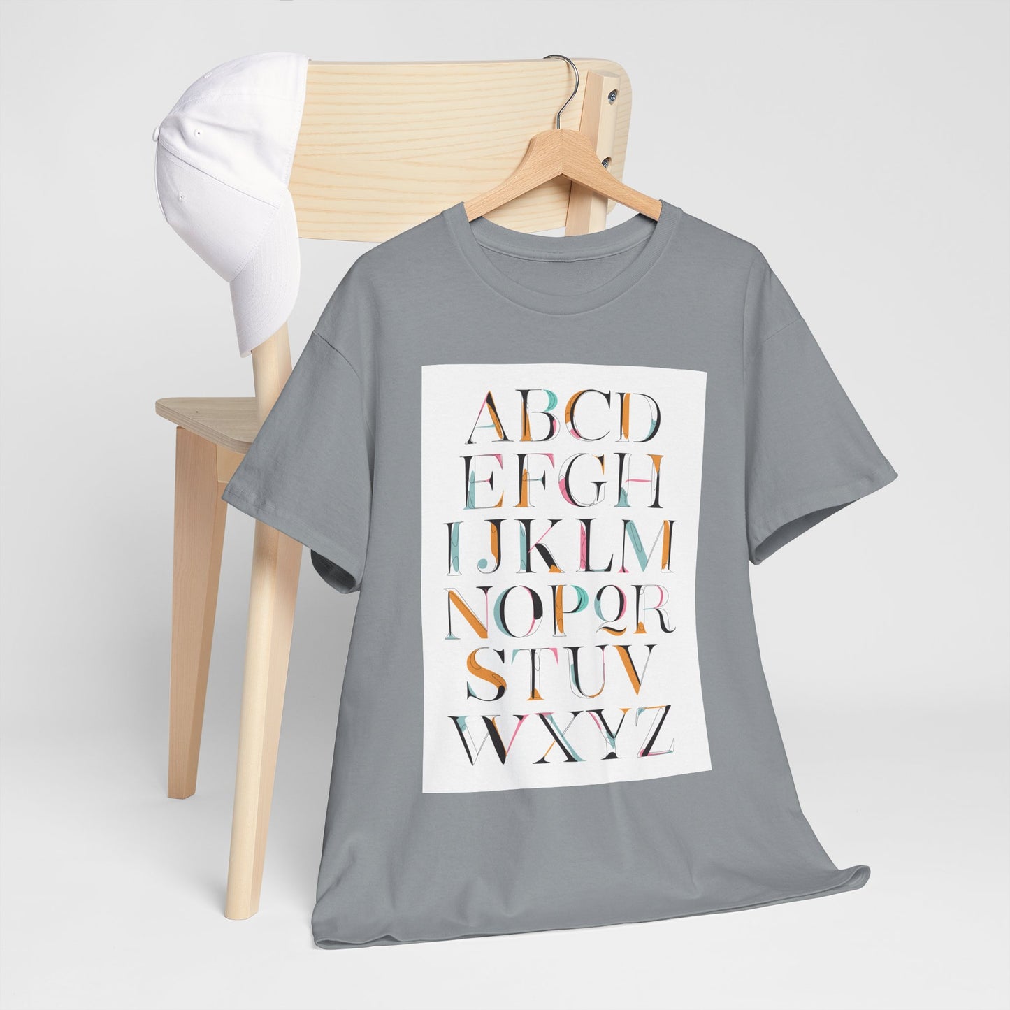 Alphabet T-Shirt - Colourful, ABC Letters Shirt, Unisex, Teachers Uniform