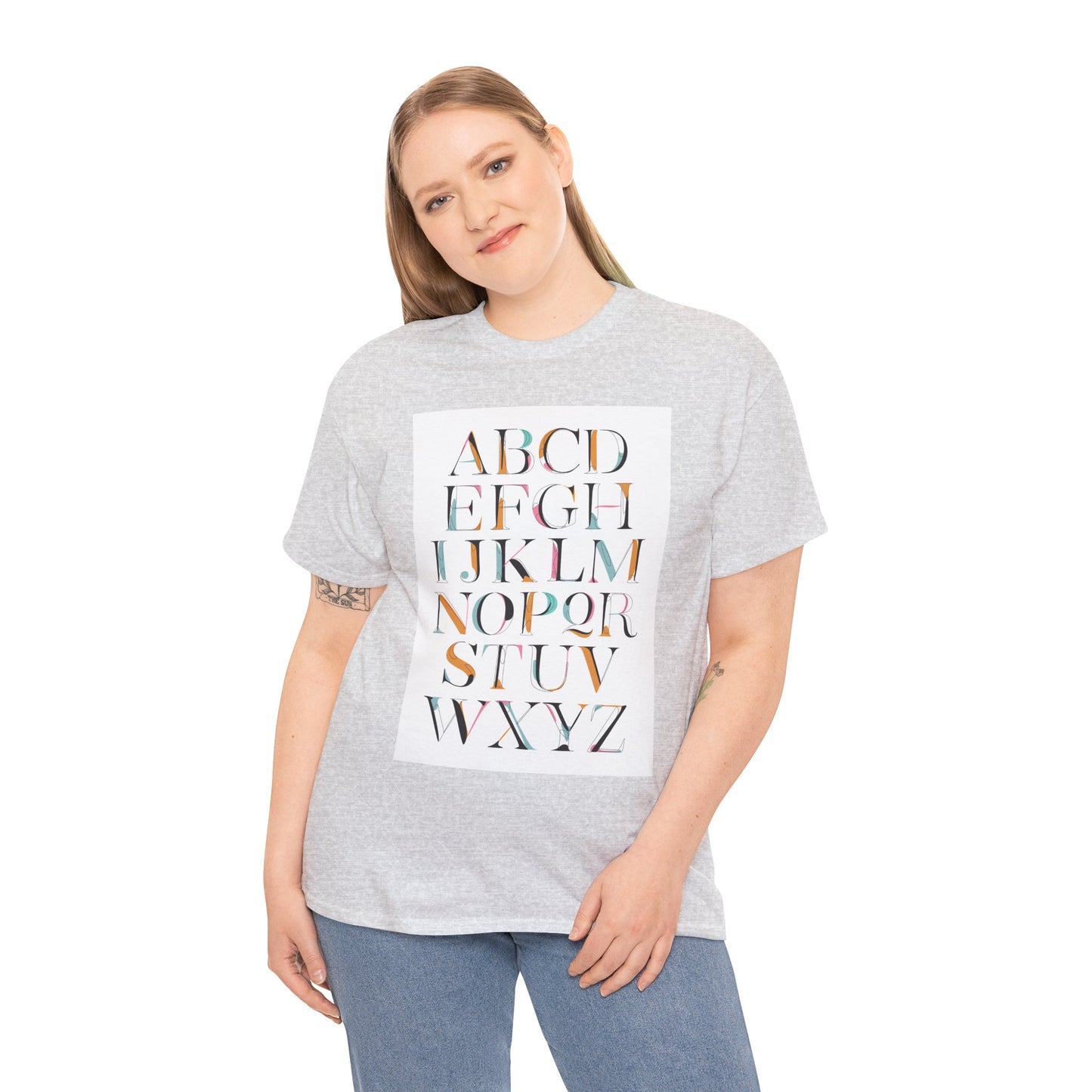 Alphabet T-Shirt - Colourful, ABC Letters Shirt, Unisex, Teachers Uniform