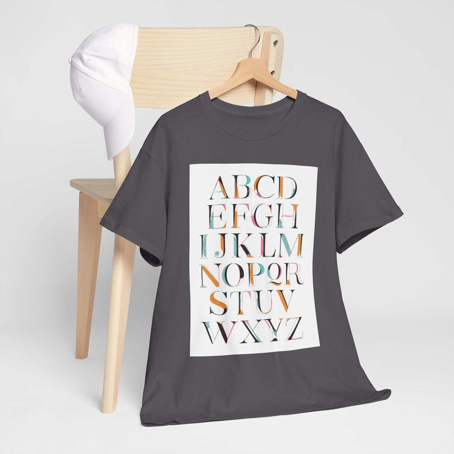 Alphabet T-Shirt - Colourful, ABC Letters Shirt, Unisex, Teachers Uniform