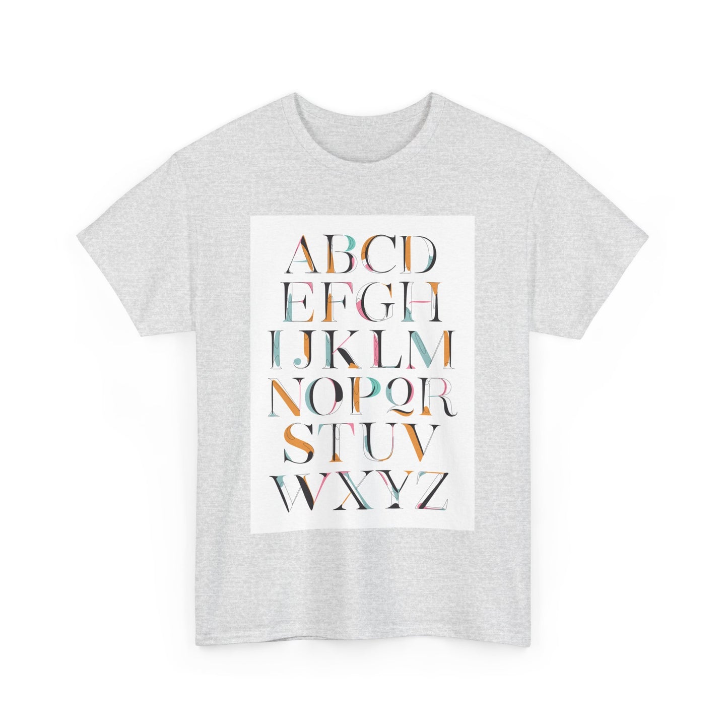 Alphabet T-Shirt - Colourful, ABC Letters Shirt, Unisex, Teachers Uniform