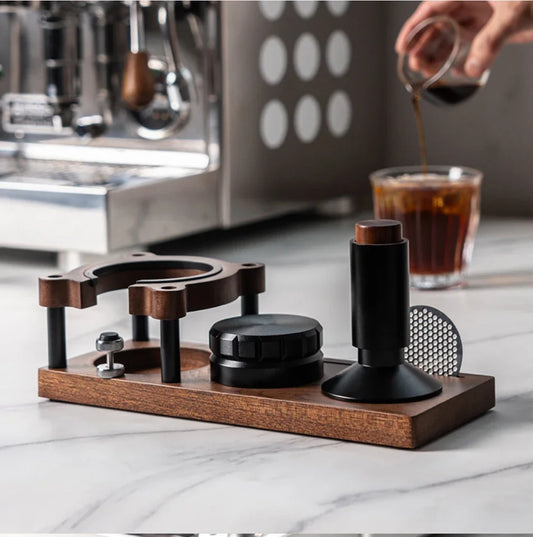 Home Coffee Bar Essentials, Tamper Storage, Rack Portafilter Holder, Support Base Stand Walnut Wood, Espresso Accessories Barista